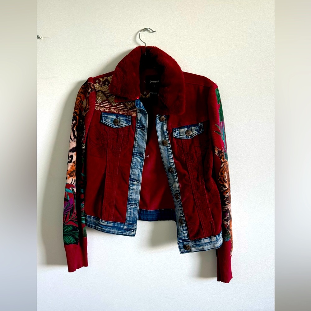 Desiqual Burgundy Jeans Jacket, S